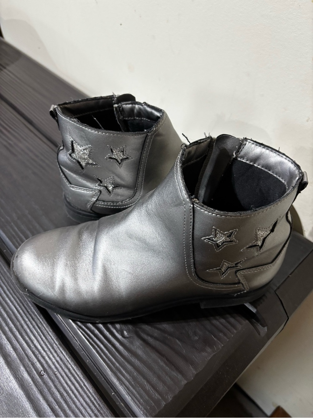 Stride Rite Girls Silver Star Ankle Boots